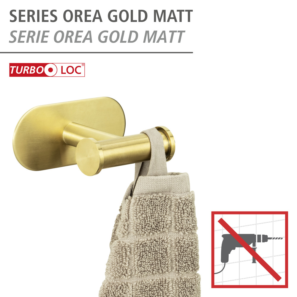 Turbo-Loc® Wandhaken Mod. Orea Duo Gold Matt  Befestigen ohne Bohren