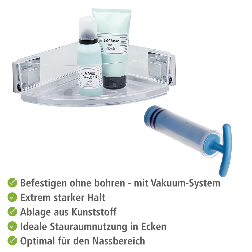 Vacuum-Loc® Edelstahl Eckablage Mod. Quadro  Befestigen ohne bohren