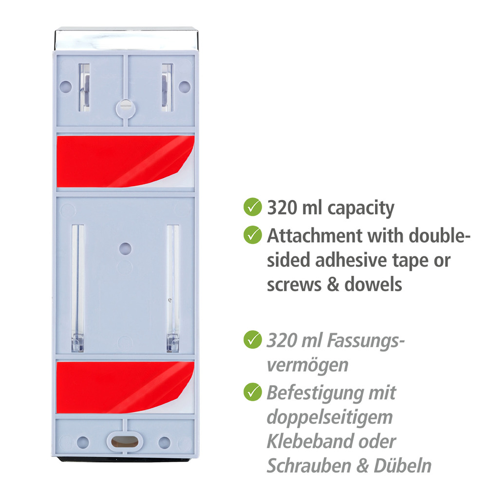 Desinfektionsmittel- und Seifenspender Mod. Istres Chrom, Befestigen ohne bohren, 320 ml  Seifenspender & Desinfektionsspender, Füllmenge: 320 ml