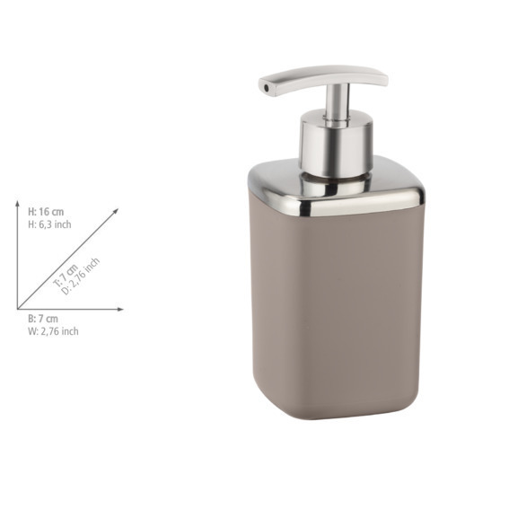 Seifenspender Mod. Barcelona Taupe  Spezialkunststoff, absolut bruchsicher, 370 ml