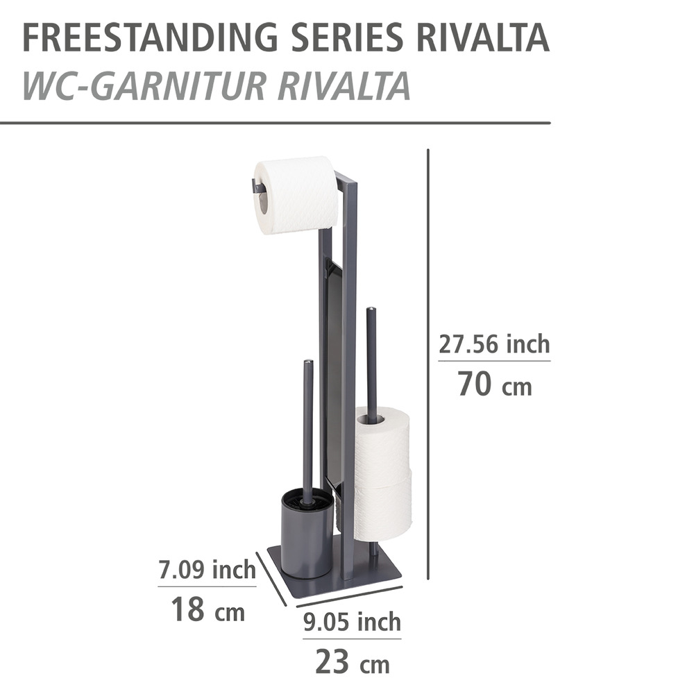 Stand WC-Garnitur Mod. Rivalta Grau  Platte aus Sicherheitsglas