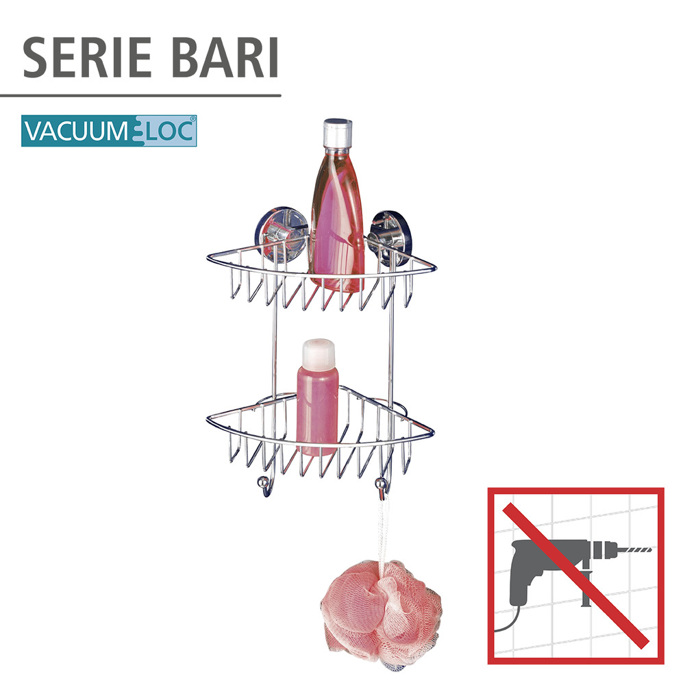 Vacuum-Loc® Eckregal Mod. Bari 2 Etagen  Befestigen ohne bohren