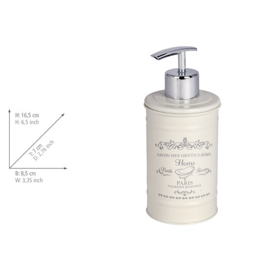 Seifenspender Mod. Home  lackierter Stahl in Creme, 350 ml