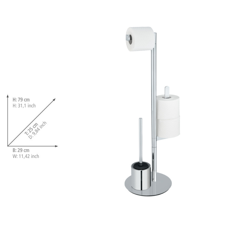 Edelstahl Stand WC-Garnitur Mod. Polvano  WC-Bürste mit Silikon-Bürstenkopf