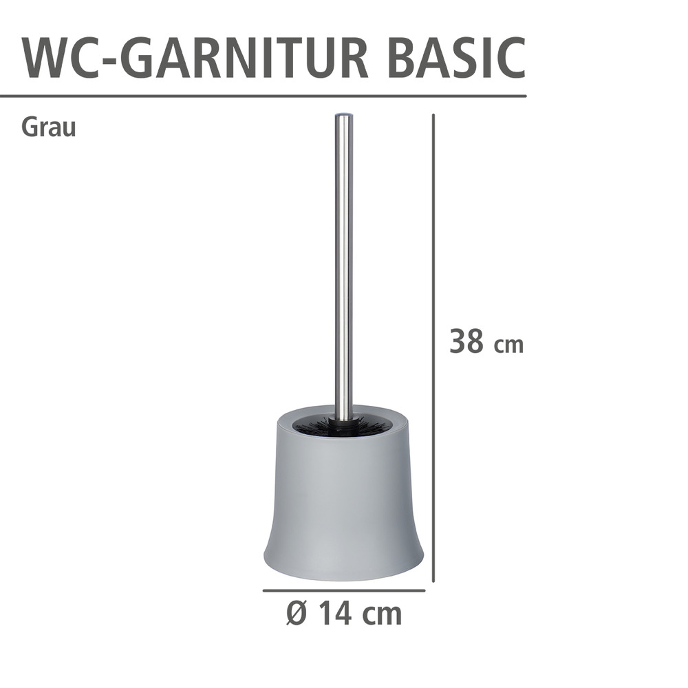 WC-Garnitur Mod. Basic Grau  inklusive WC-Bürste