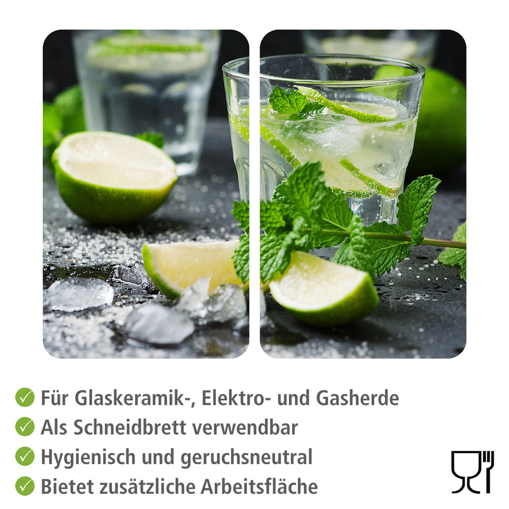 Glasabdeckplatte Universal Mojito, 2er Set  für alle Herdarten