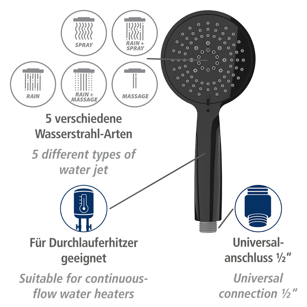 Duschkopf Mod. Young Schwarz  Ø 11 cm