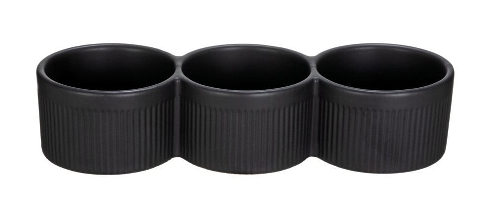 Dipschalen Mod. REFIA, schwarz, Keramik, 0,45L, 27x9,5x6 cm  mit sanften Riffelungen