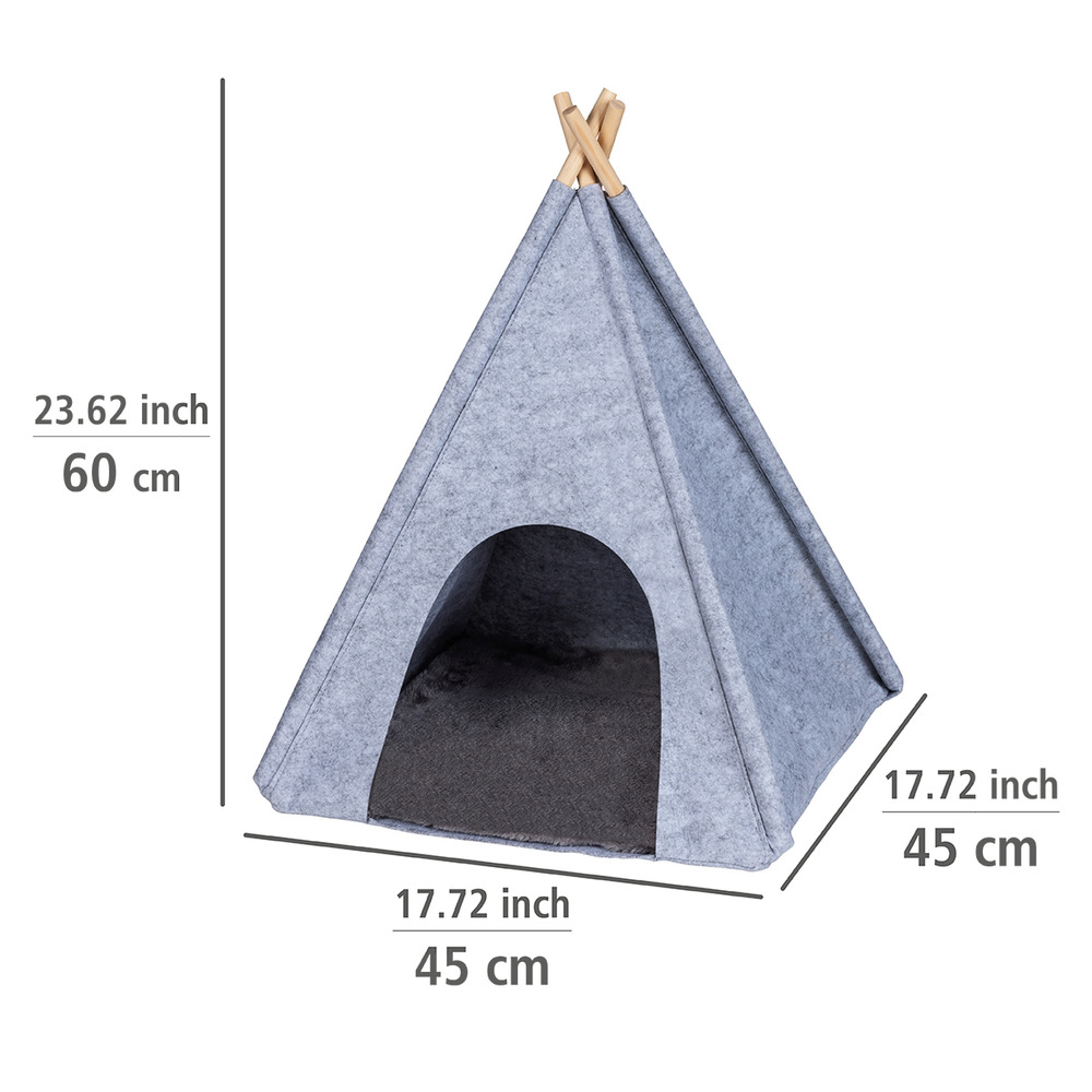 Filz-Tierbett Mod. Tipi Hellgrau  45 x 45 x 60 cm