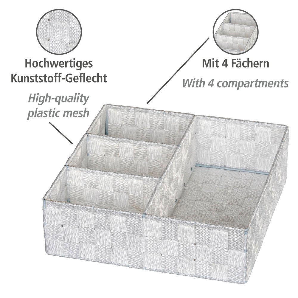 Organizer Mod. Adria Weiß, 4 Fächer  mit Griff